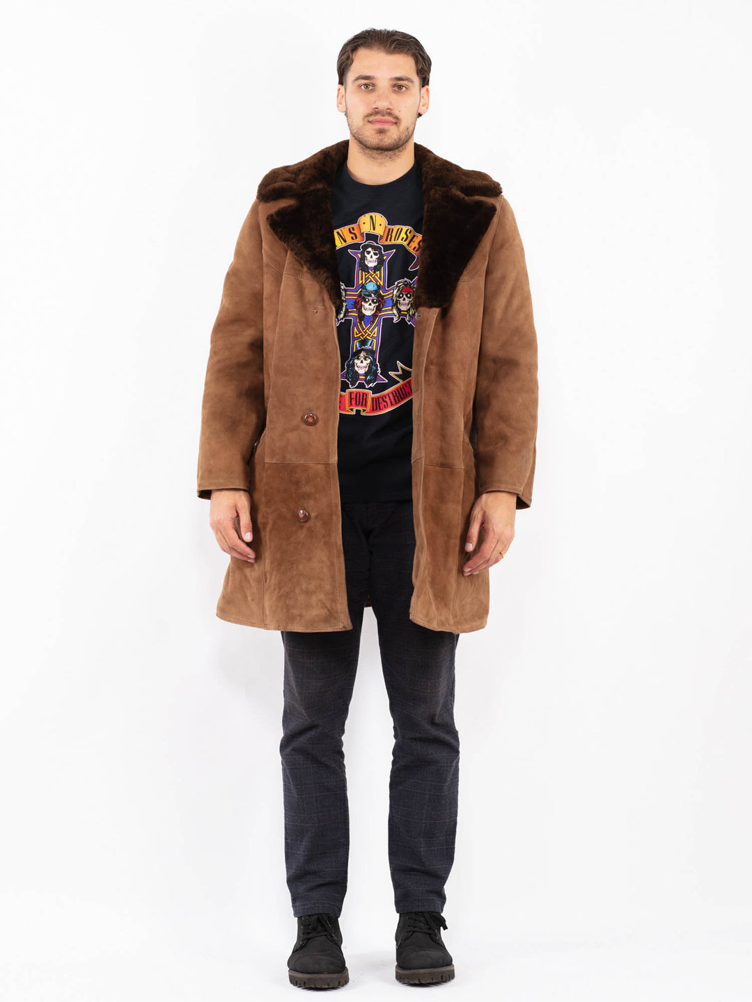 Vintage 70's Men Sheepskin Coat in BrownZ2403