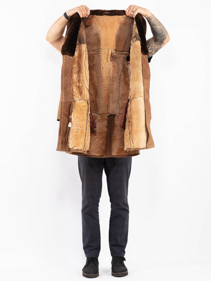 Vintage 70's Men Sheepskin Coat in BrownZ2403