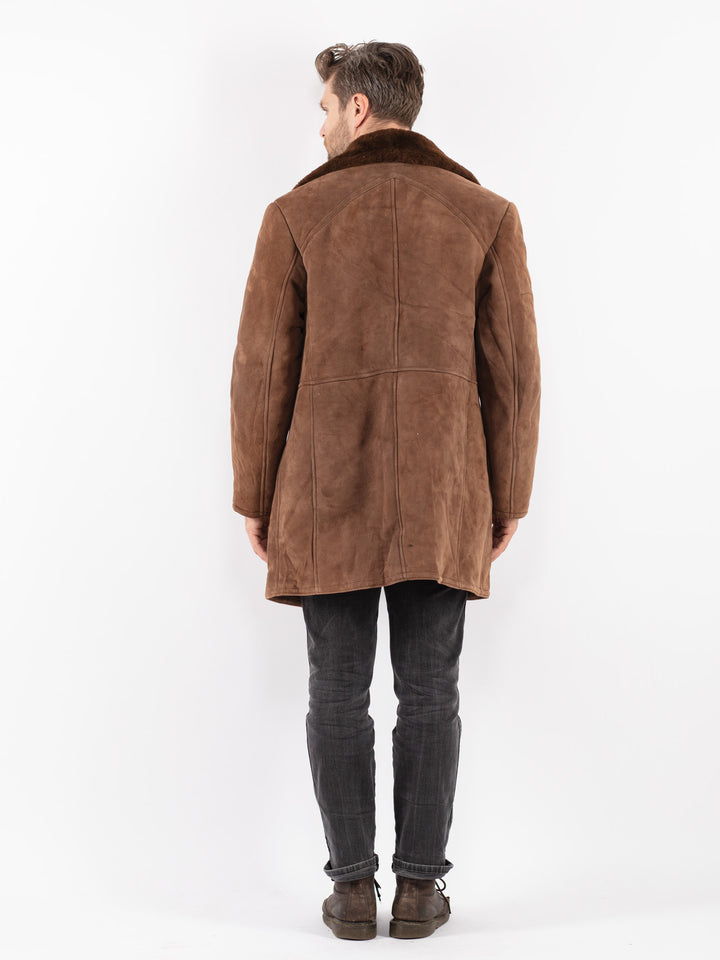 Vintage 70's Men Sheepskin Coat in Brown