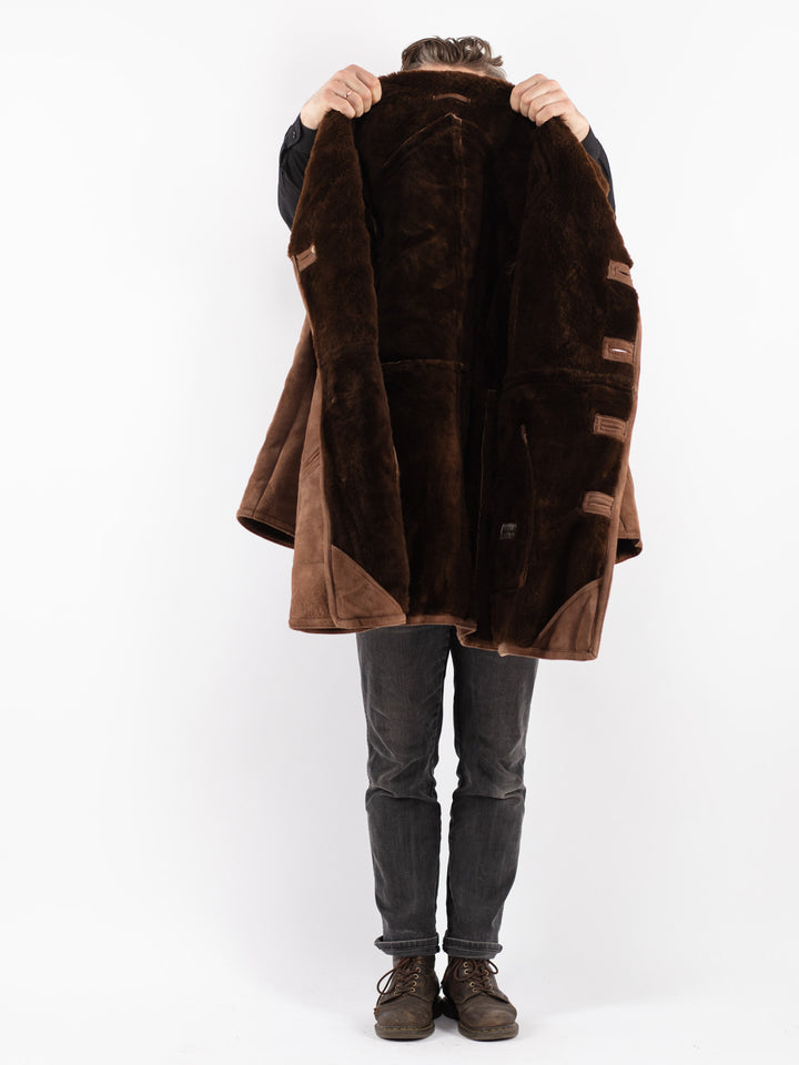Vintage 70's Men Sheepskin Coat in Brown