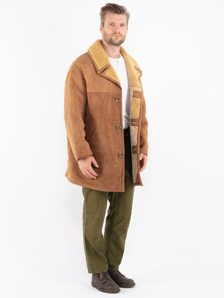 Vintage 70's Men Sheepskin Coat in Brown