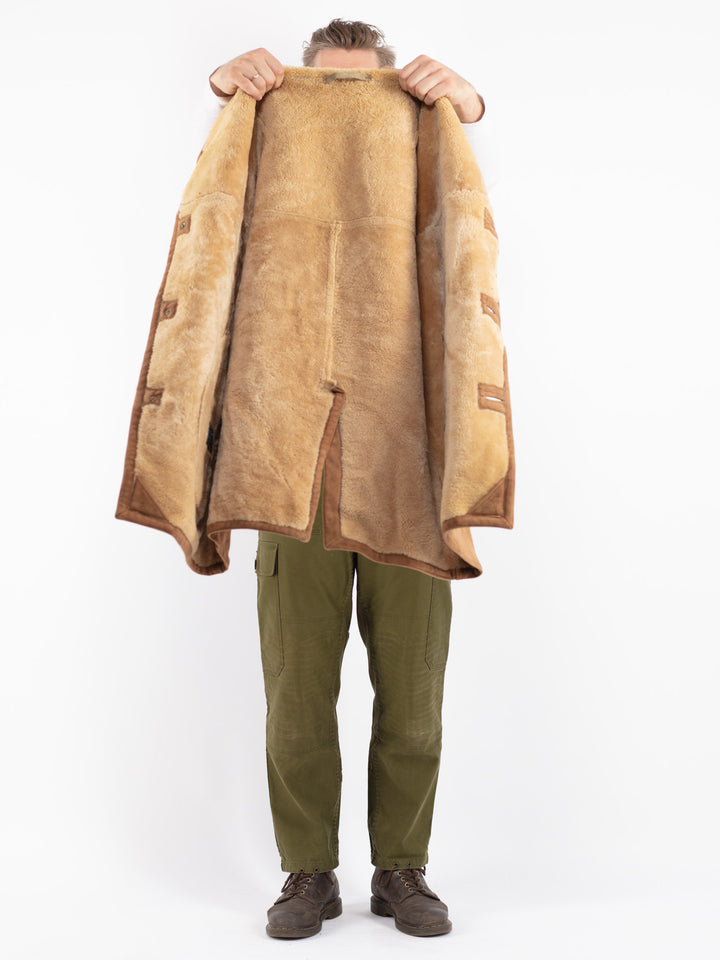 Vintage 70's Men Sheepskin Coat in Brown