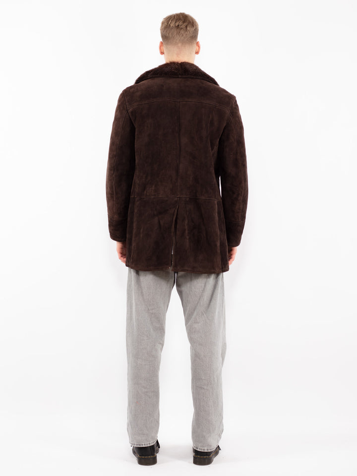 Vintage 70's Men Sheepskin Coat in Brown