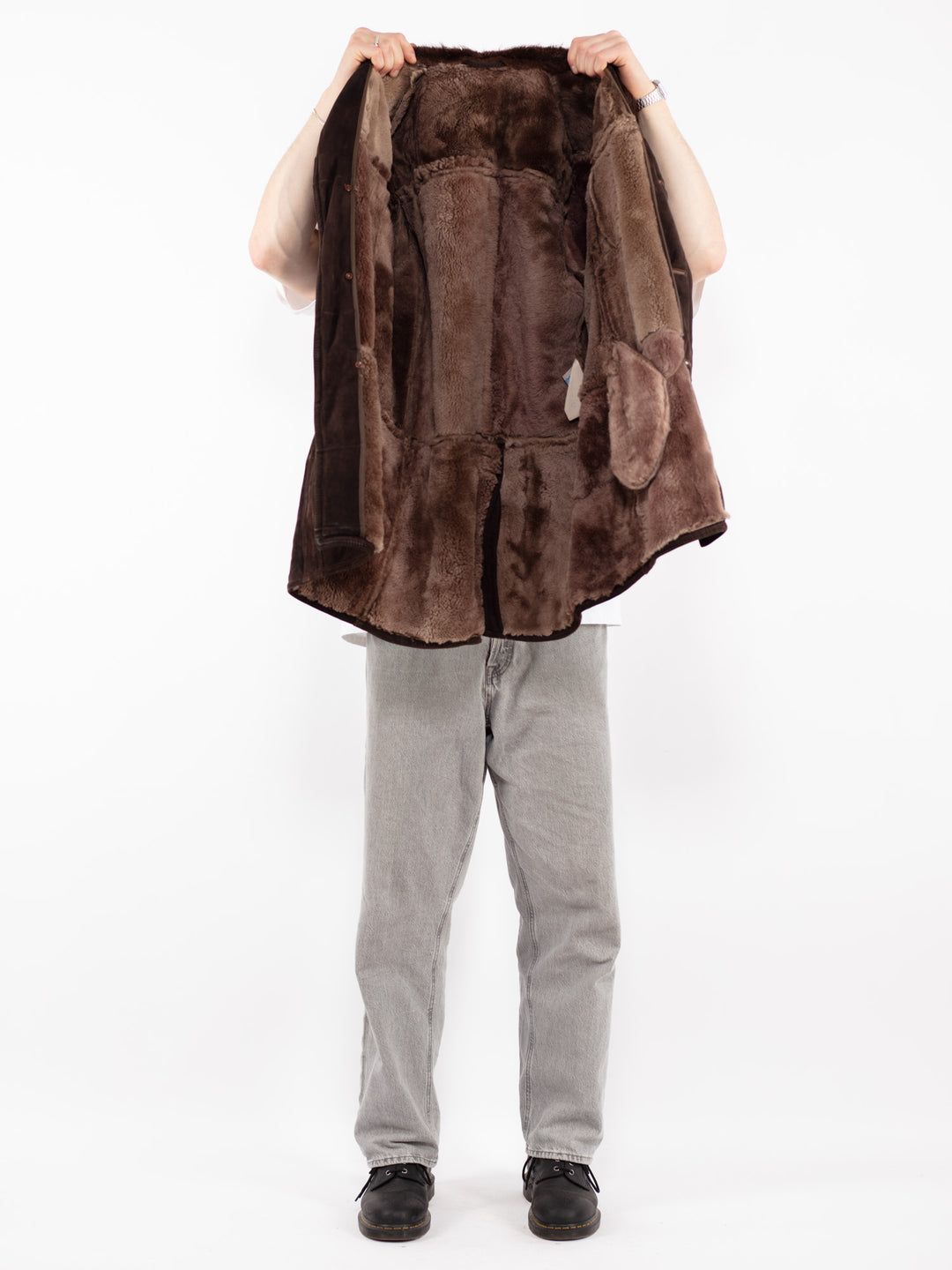 Vintage 70's Men Sheepskin Coat in Brown