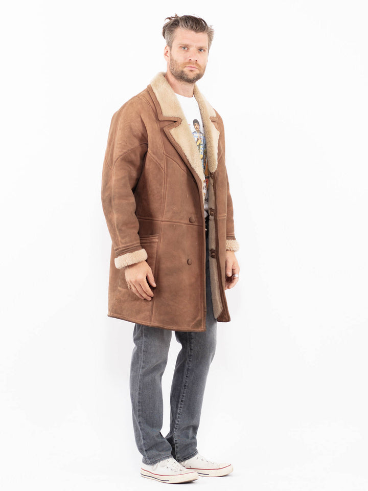 Vintage 70's Men Sheepskin Coat in BrownZ1966