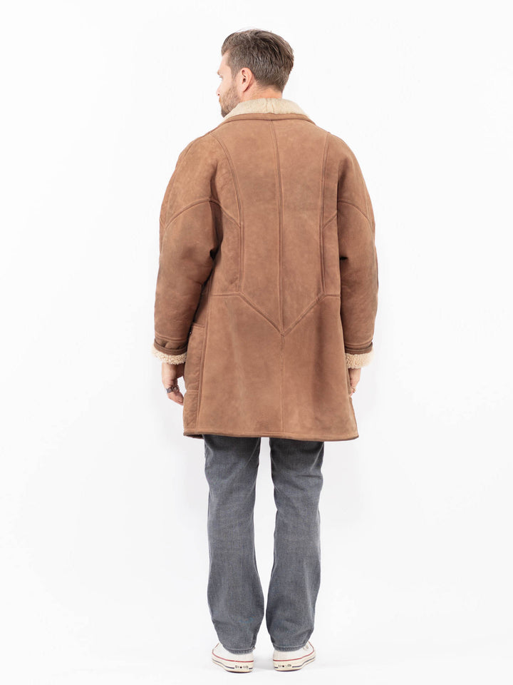 Vintage 70's Men Sheepskin Coat in BrownZ1966
