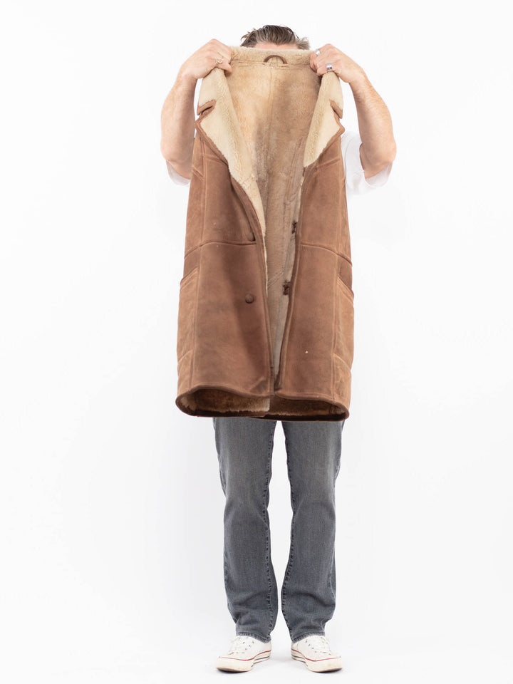 Vintage 70's Men Sheepskin Coat in BrownZ1966