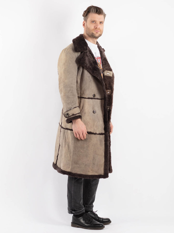 Vintage 70's Men Sheepskin Coat in GrayZ445