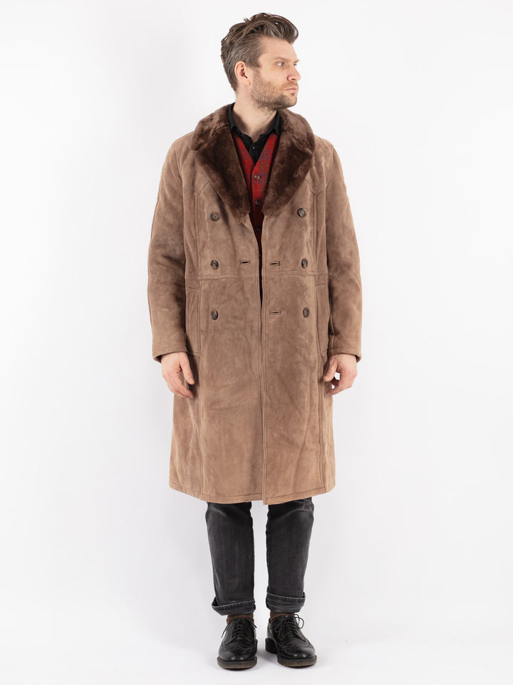 Vintage 70's Men Sheepskin Coat in Beige