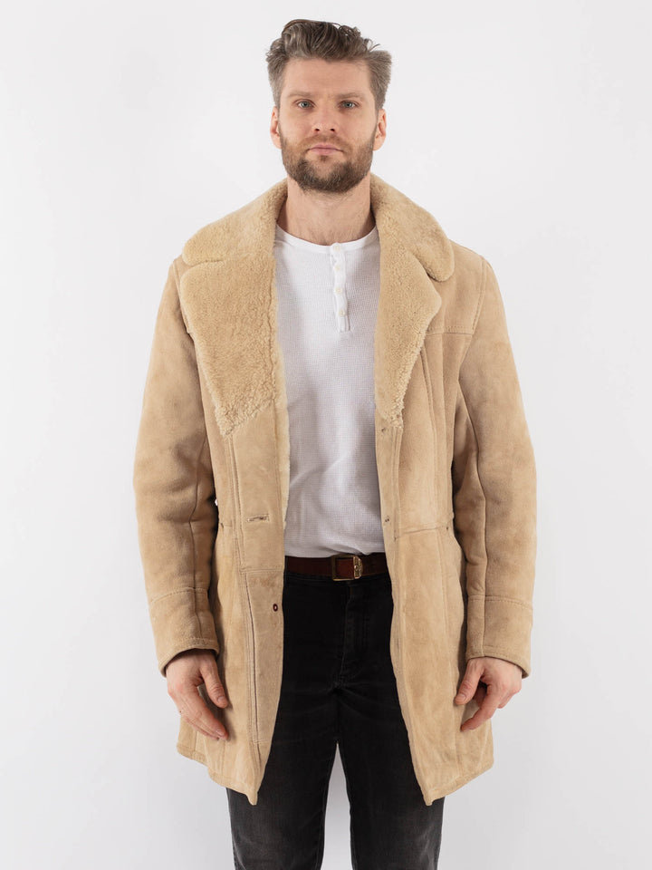 Vintage 70's Men Sheepskin Coat in BeigeZ996