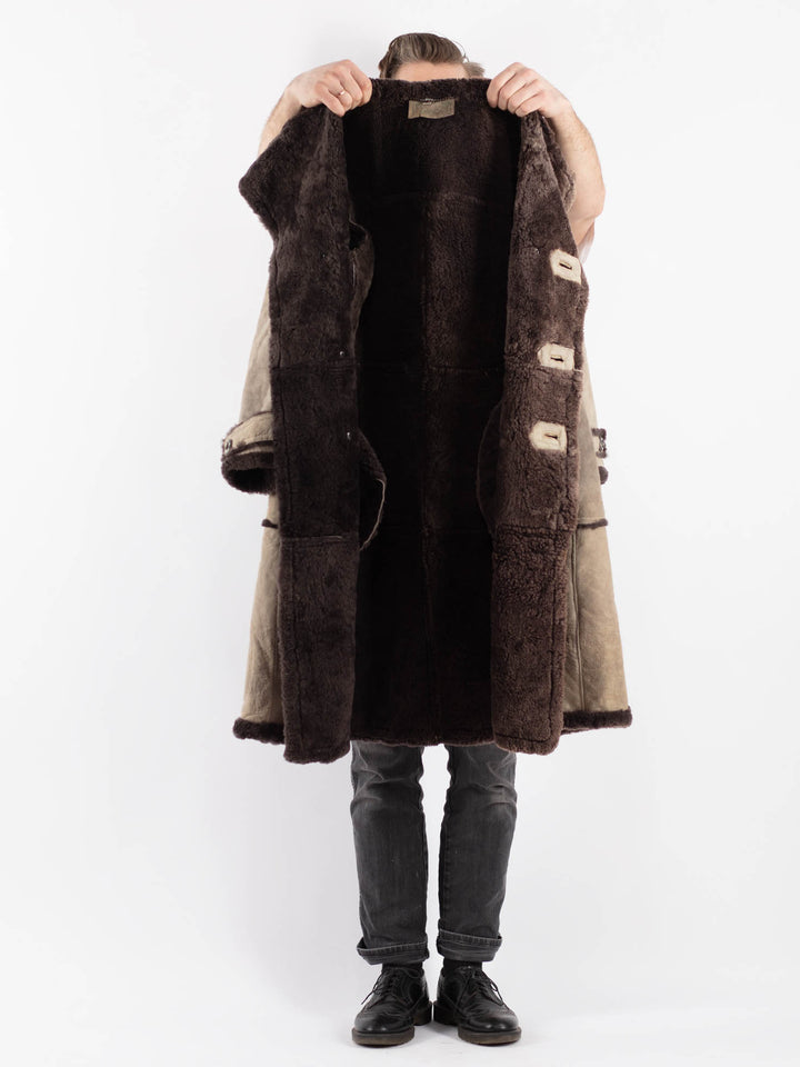 Vintage 70's Men Sheepskin Coat in GrayZ445