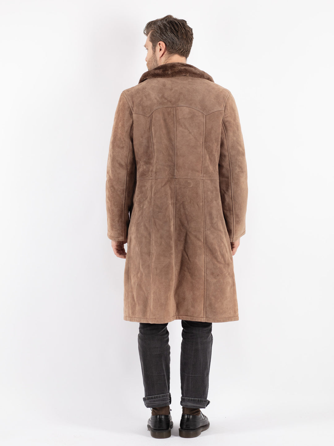 Vintage 70's Men Sheepskin Coat in Beige