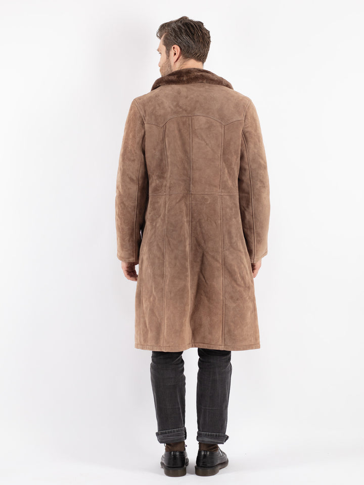 Vintage 70's Men Sheepskin Coat in Beige