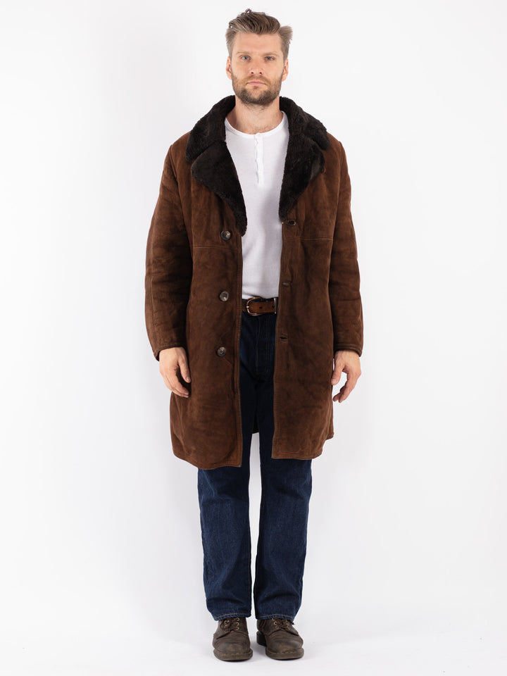 Vintage 70's Men Sheepskin Coat in Brown