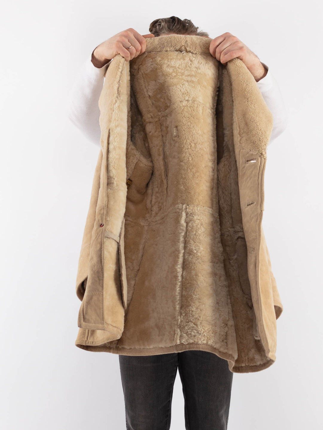 Vintage 70's Men Sheepskin Coat in BeigeZ996