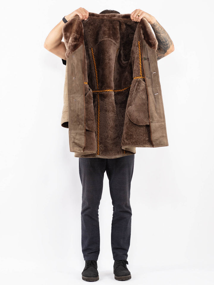 Vintage 70's Men Sheepskin Coat in BeigeZ2408