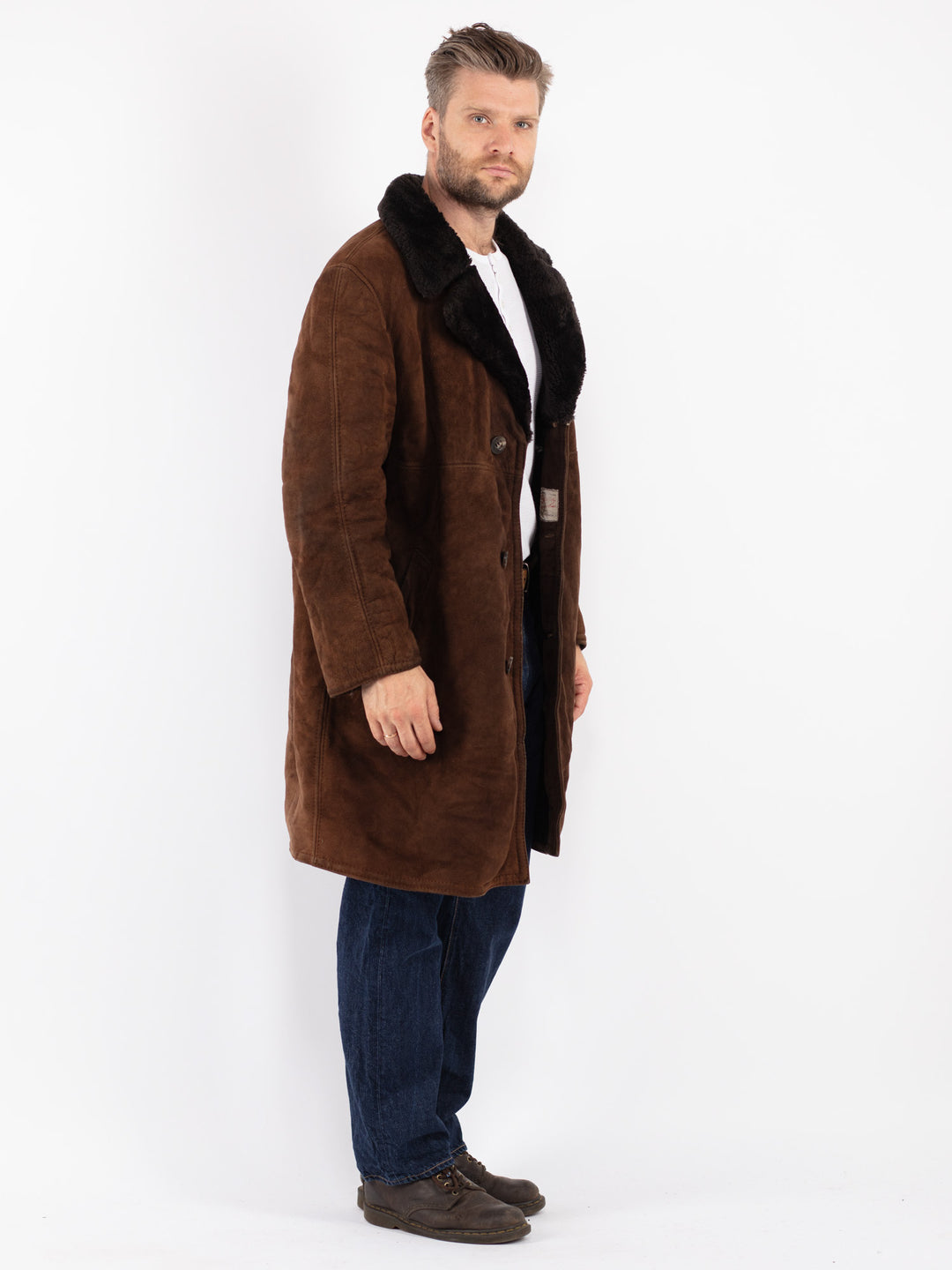 Vintage 70's Men Sheepskin Coat in Brown