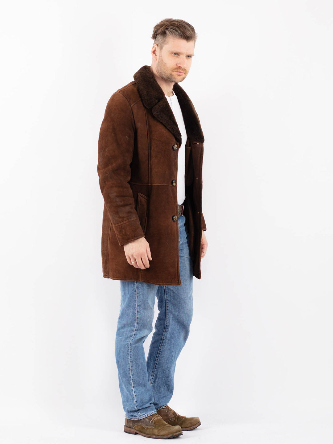 Vintage 70's Men Sheepskin Coat in BrownZ1428
