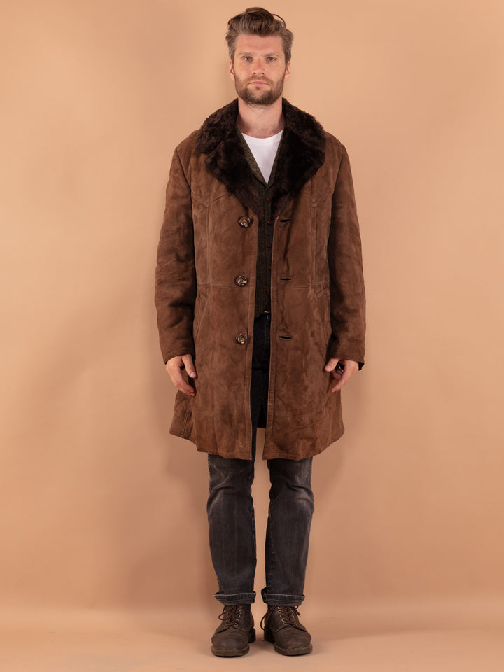 Vintage 70's Men Sheepskin Coat in Brown