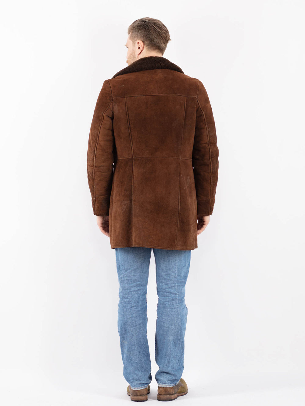 Vintage 70's Men Sheepskin Coat in BrownZ1428