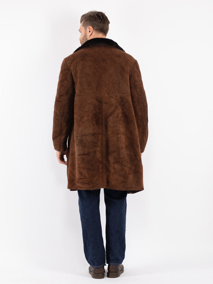 Vintage 70's Men Sheepskin Coat in Brown