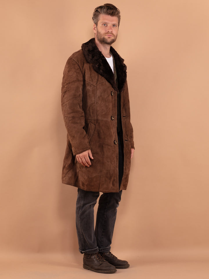 Vintage 70's Men Sheepskin Coat in Brown