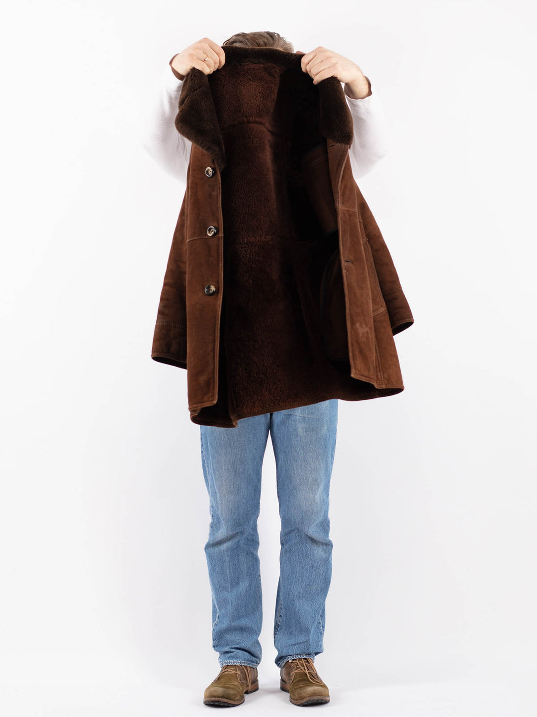 Vintage 70's Men Sheepskin Coat in BrownZ1428