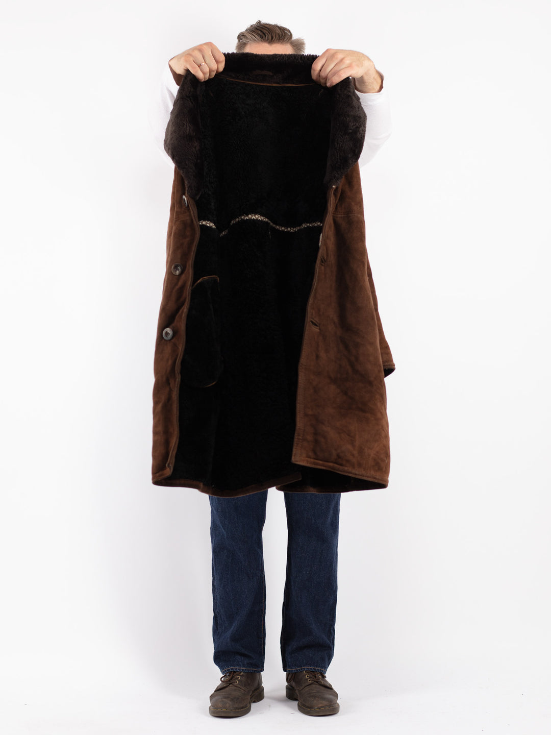 Vintage 70's Men Sheepskin Coat in Brown