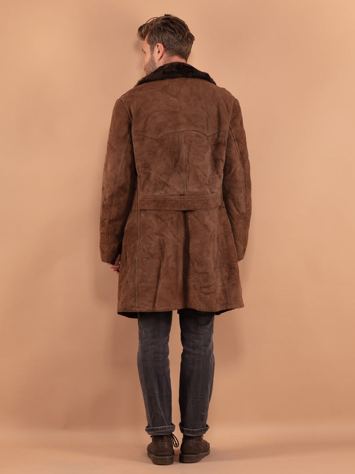 Vintage 70's Men Sheepskin Coat in Brown