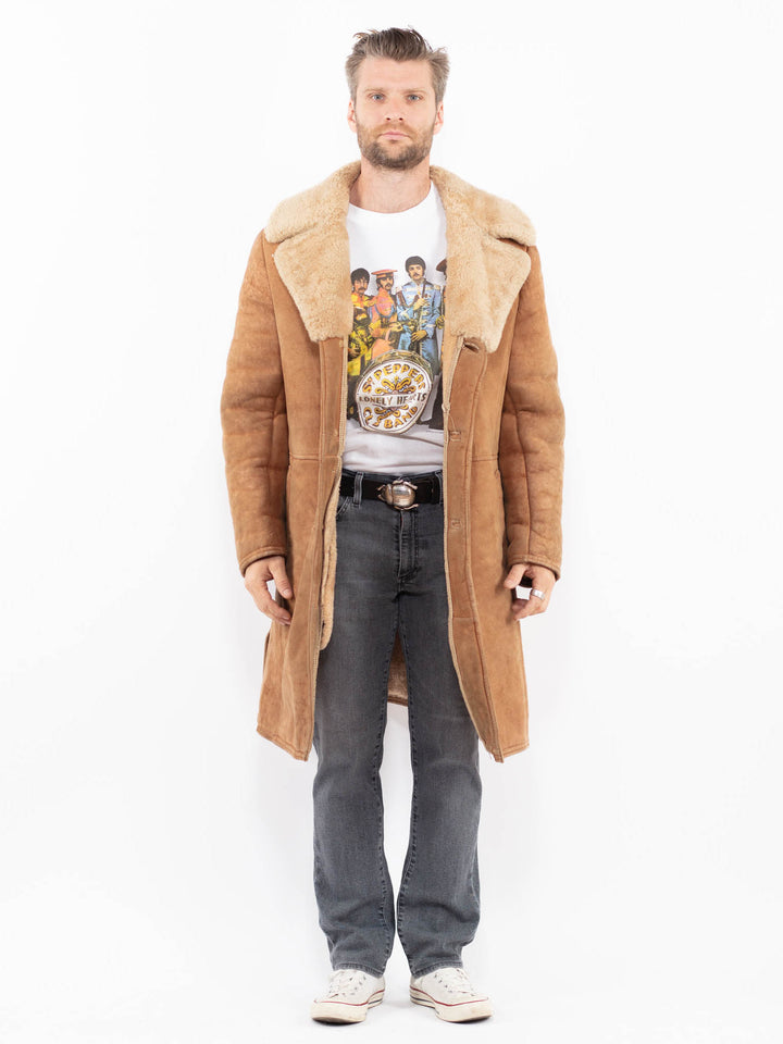 Vintage 70's Men Sheepskin Coat in BrownZ1969