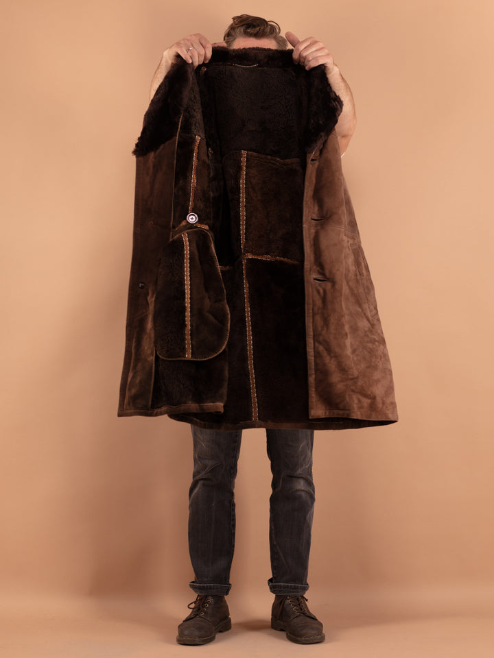 Vintage 70's Men Sheepskin Coat in Brown