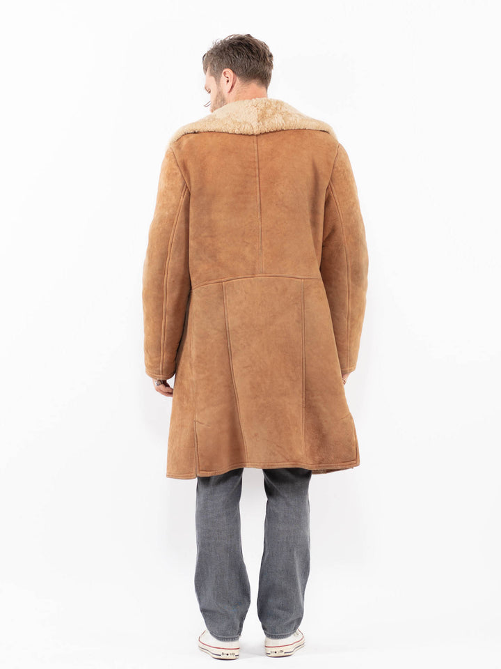 Vintage 70's Men Sheepskin Coat in BrownZ1969