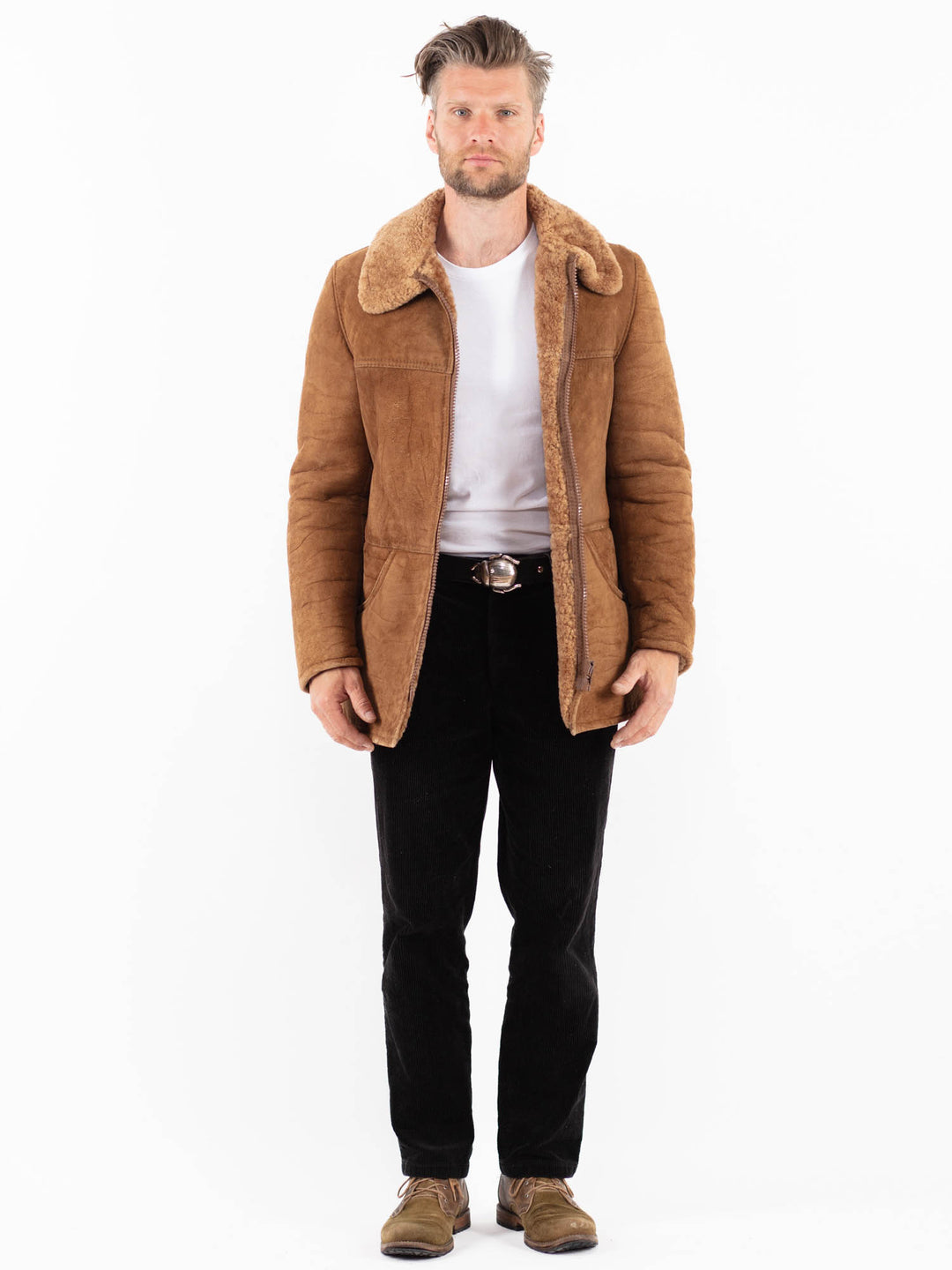 Vintage 70's Men Sheepskin Coat in BrownZ1872