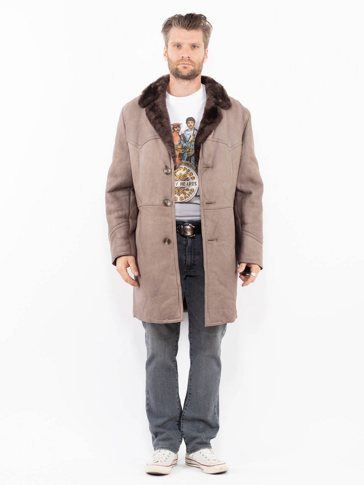 Vintage 70's Men Sheepskin Coat in BeigeZ1970
