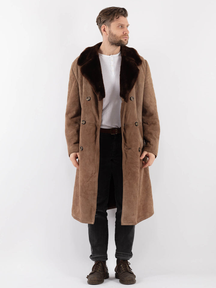 Vintage 70's Men Sheepskin Coat in BrownZ999