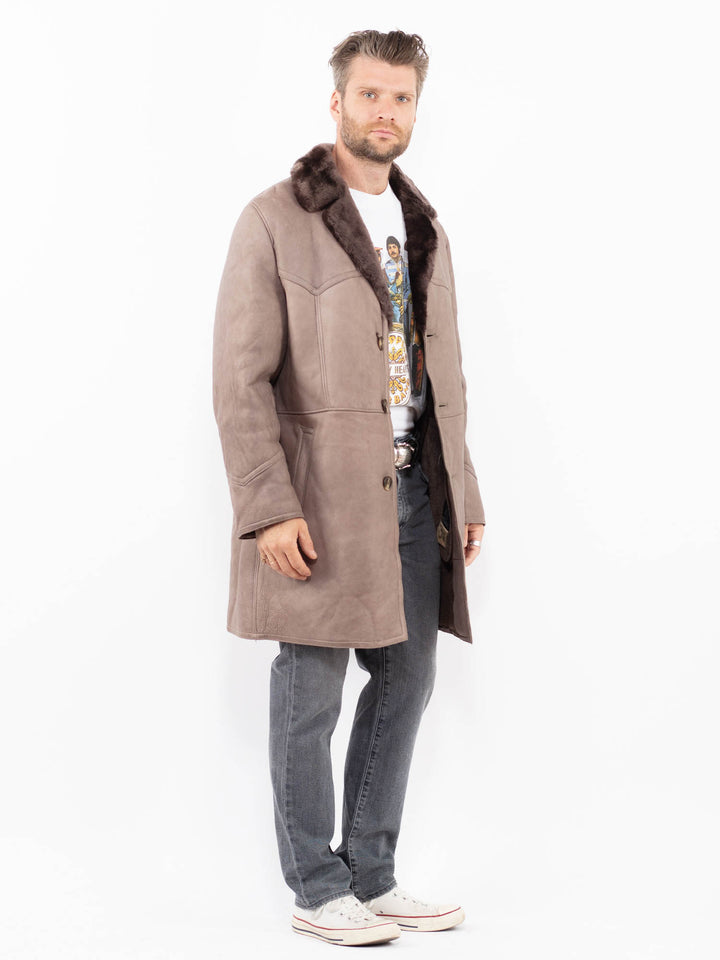 Vintage 70's Men Sheepskin Coat in BeigeZ1970