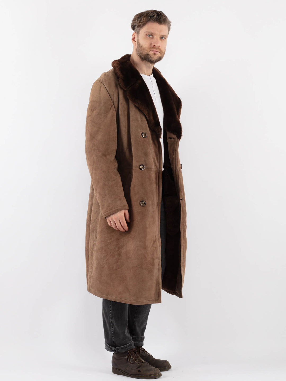 Vintage 70's Men Sheepskin Coat in BrownZ999