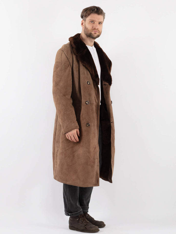 Vintage 70's Men Sheepskin Coat in BrownZ999