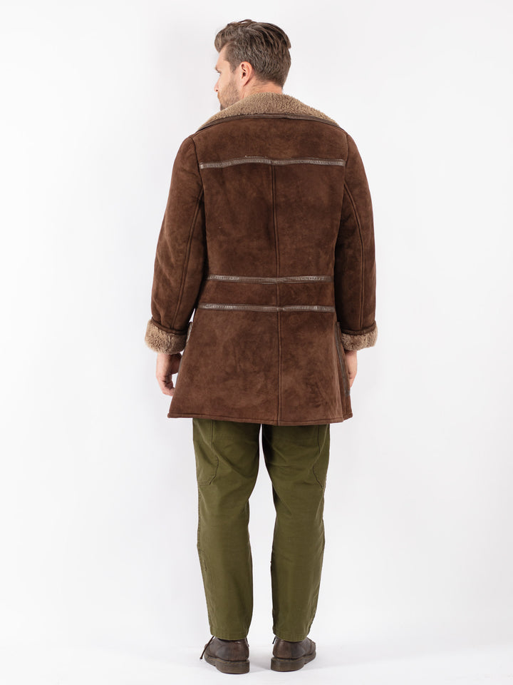 Vintage 70's Men Sheepskin Coat in Brown