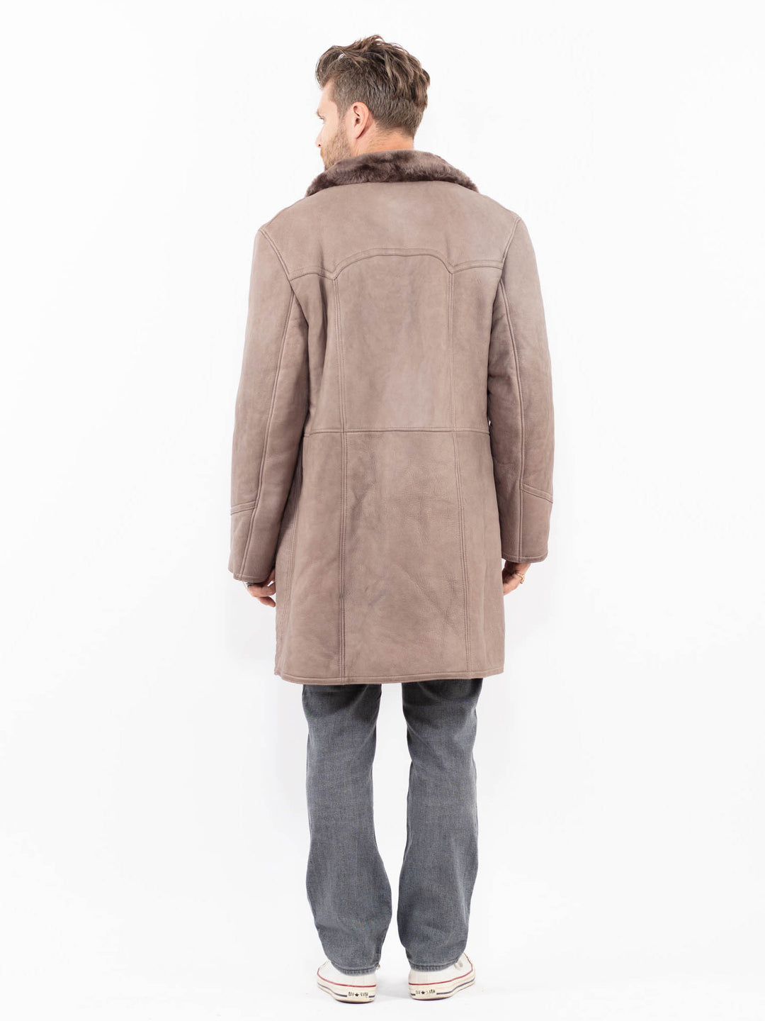 Vintage 70's Men Sheepskin Coat in BeigeZ1970