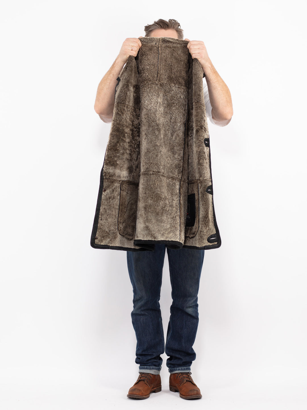 Vintage 90's Men Sheepskin Coat in BlackZ2701