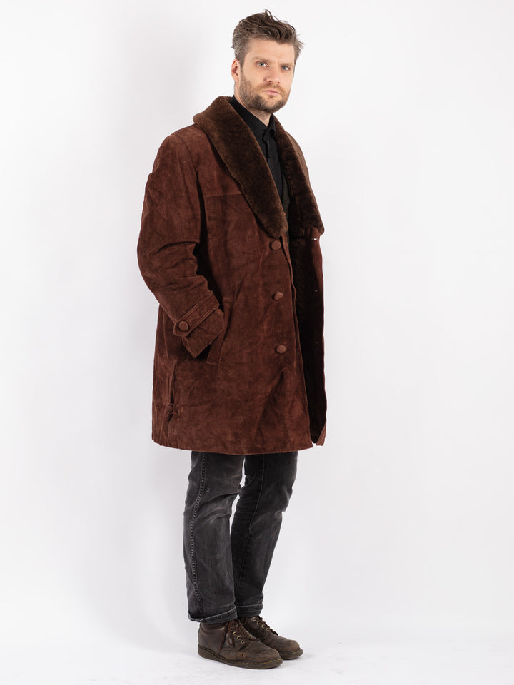 Vintage 70's Men Sheepskin Coat in Brown