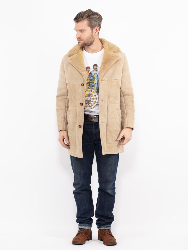 Vintage 70's Men Sheepskin Coat in BeigeZ2702