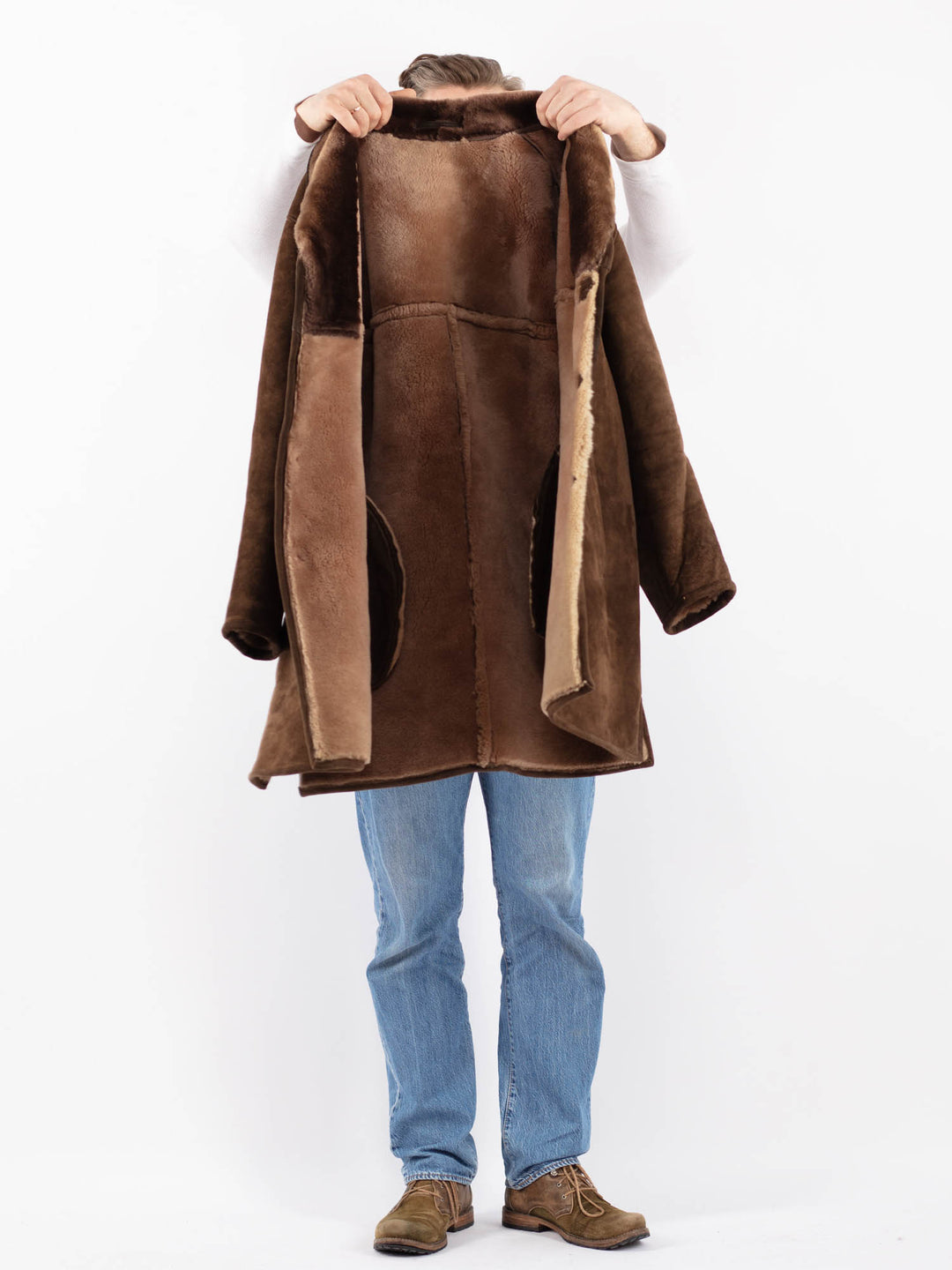 Vintage 70's Men Sheepskin Coat in BrownZ1429
