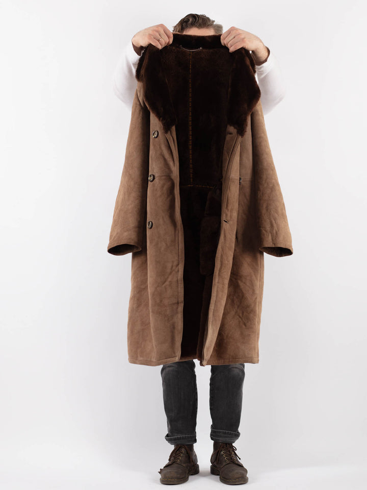 Vintage 70's Men Sheepskin Coat in BrownZ999