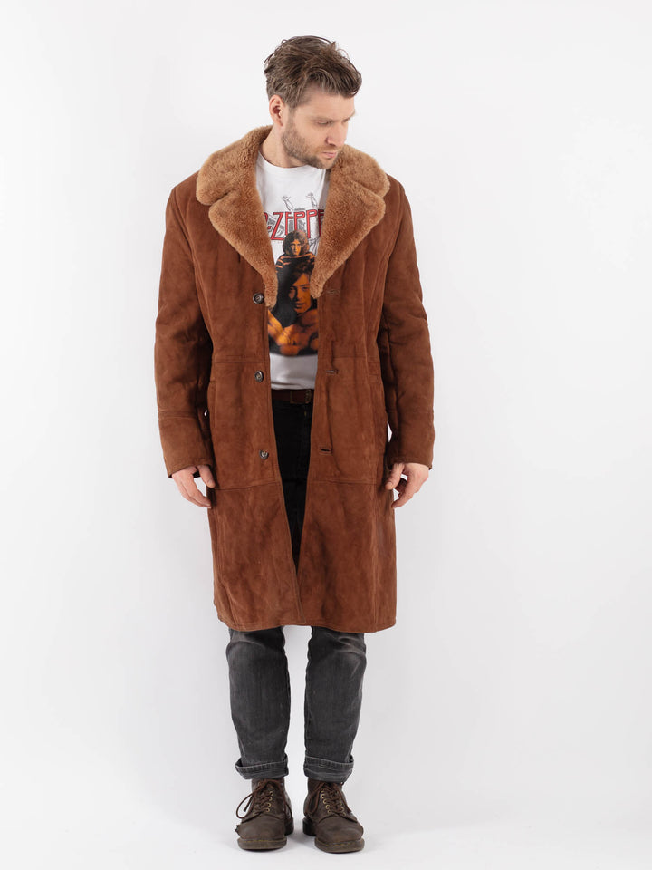 Vintage 70's Men Sheepskin Coat in BrownZ645