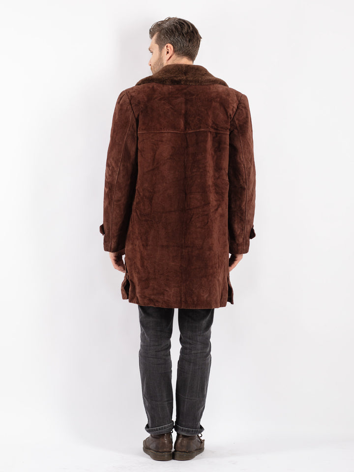 Vintage 70's Men Sheepskin Coat in Brown