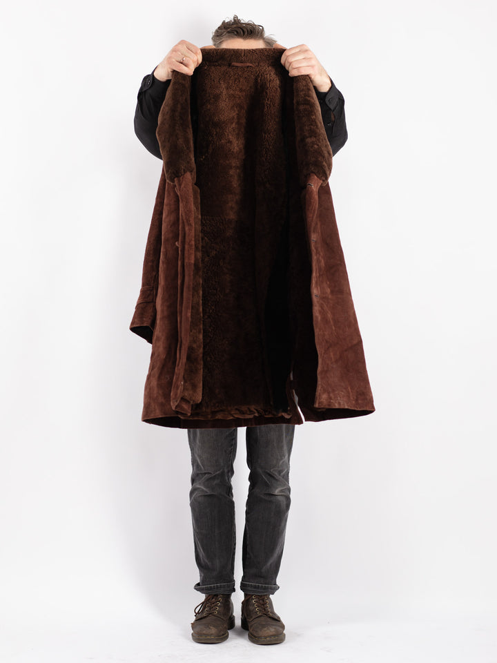 Vintage 70's Men Sheepskin Coat in Brown