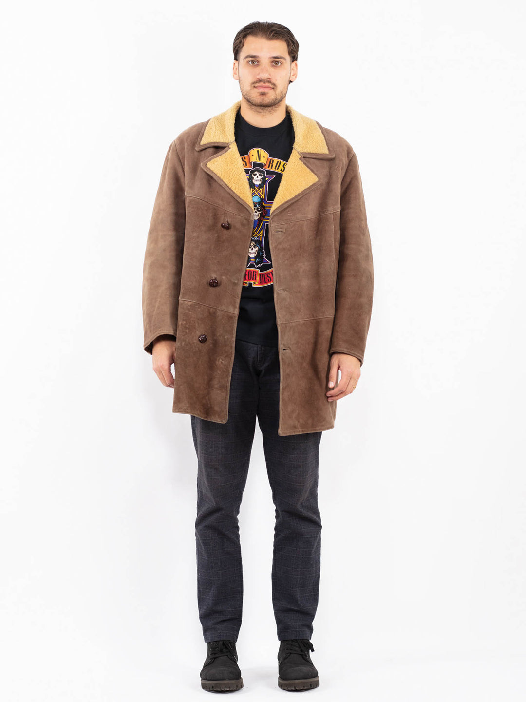 Vintage 70's Men Sheepskin Coat in BrownZ2412