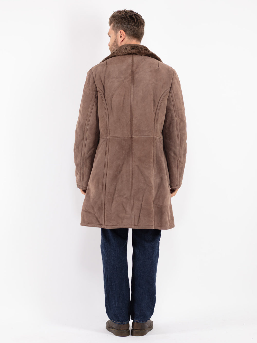 Vintage 70's Men Sheepskin Coat in Beige